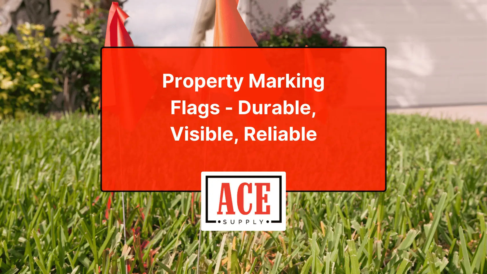 Property marking flags on a property line for survey and utility marking
