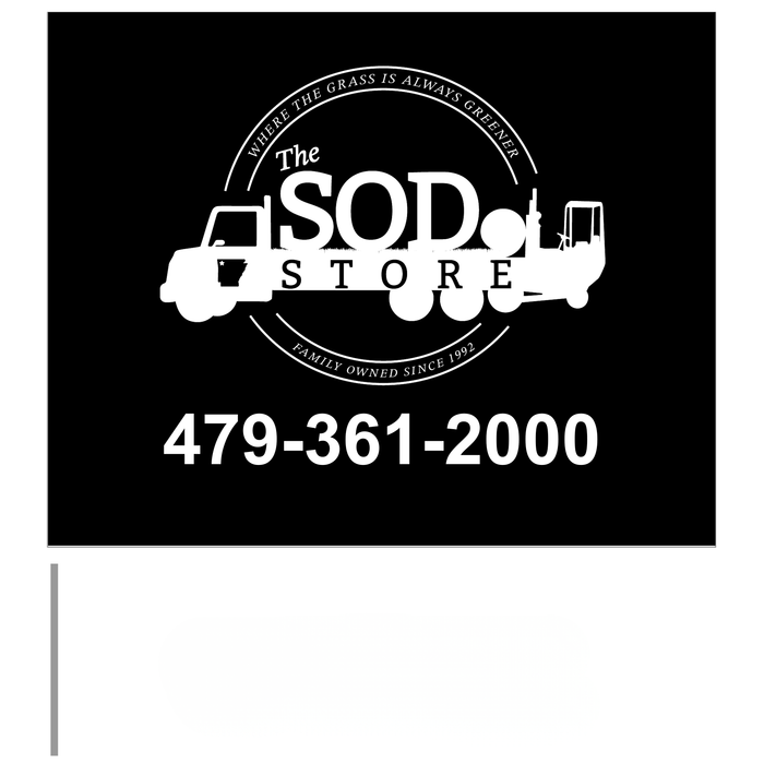 Custom Marking Flag - The Sod Store - 4x5x21 Inch - Black Flag - White Ink
