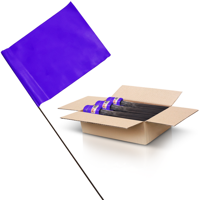 ACE Supply Marking Flags - 4 x 5-Inch Flag on 15-Inch Steel Wire – Purple, 1000-Pack