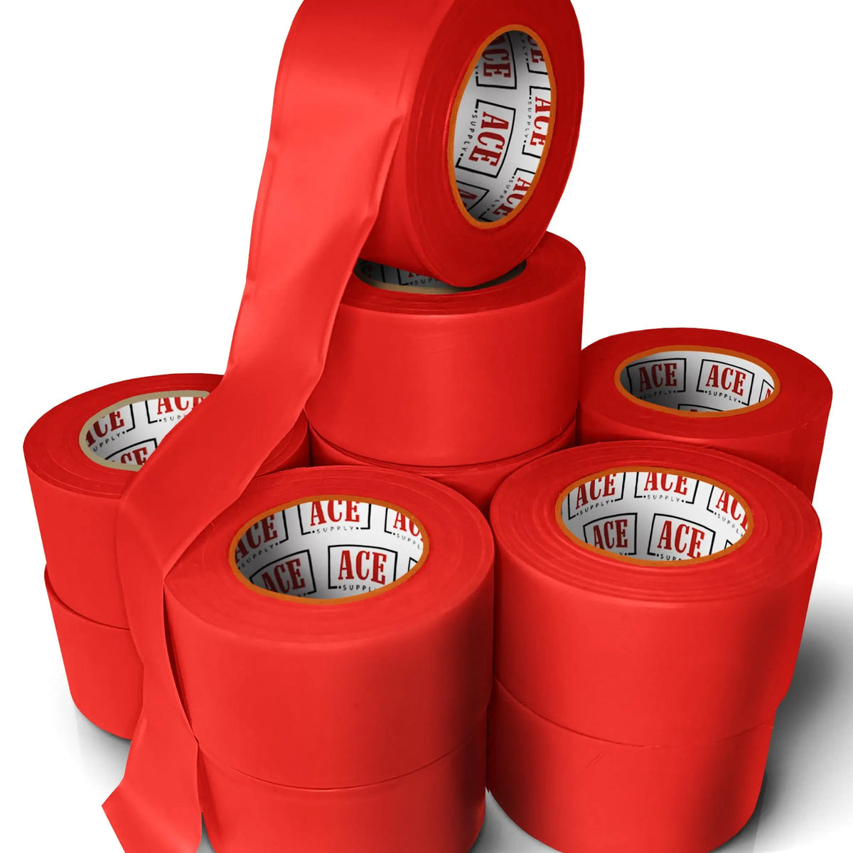 TMS Neon Red Flagging Tape – 150-Foot Roll X 1-3/16 Inch Wide, High-Visibility Surveyor Tape For Trails, Construction, Forestry