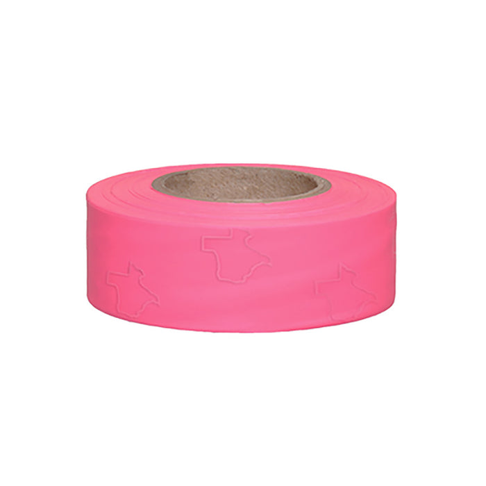 Presco Texas Flagging Tape - Pink Glo - 1 3/16" x 150' - 3 Mil - 12 Roll Pack