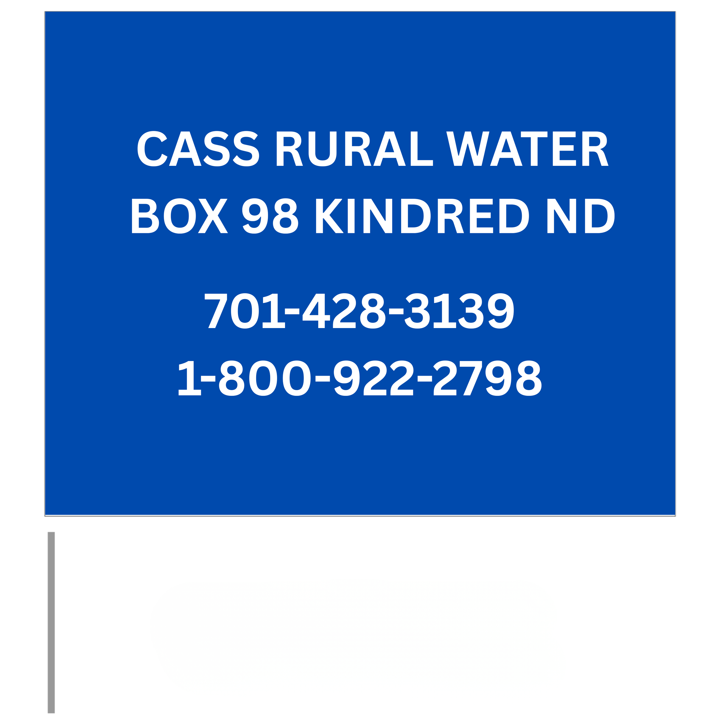 Custom Marking Flag - Cass Rural Water - 4x5x30 Inch - Blue Flag - Whi ...