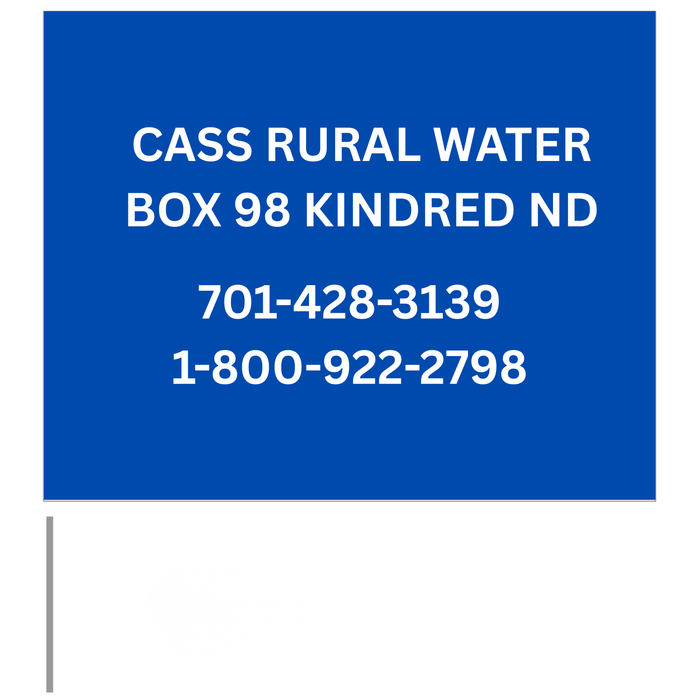Custom Marking Flag - Cass Rural Water - 4x5x30 Inch - Blue Flag - White Ink