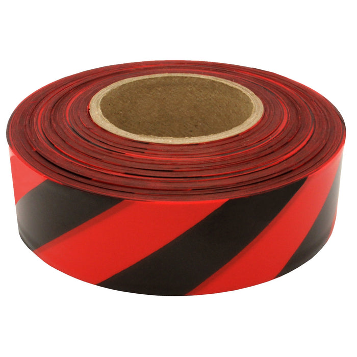 Presco Striped Flagging Tape - Red/Black - 1 3/16" x 300' - 2 Mil - 12 Roll Pack