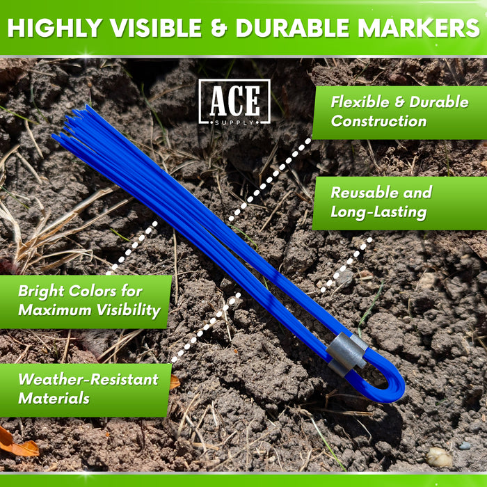 Blue Marking Whiskers 1000 Pack - Durable Marking Whisker Set - Use Survey Whiskers As Survey Stakes, Construction Markers, Or Trail Markers