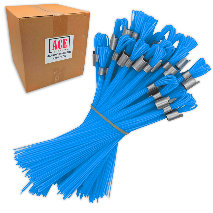 Blue Marking Whiskers 1000 Pack - Durable Marking Whisker Set - Use Survey Whiskers As Survey Stakes, Construction Markers, Or Trail Markers