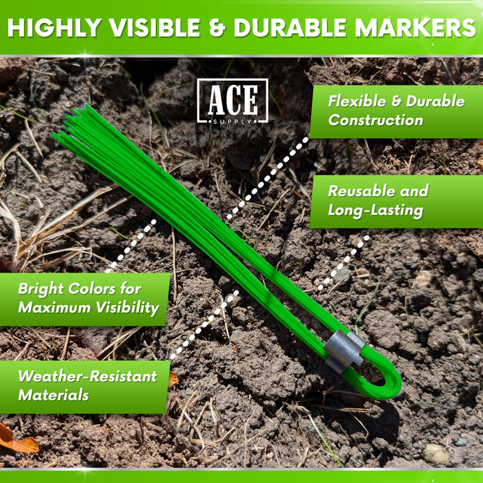 Green Marking Whiskers 1000 Pack - Durable Marking Whisker Set - Use Survey Whiskers As Survey Stakes, Construction Markers, Or Trail Markers