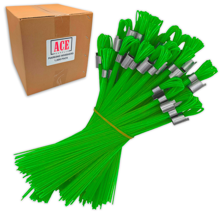 Green Marking Whiskers 1000 Pack - Durable Marking Whisker Set - Use Survey Whiskers As Survey Stakes, Construction Markers, Or Trail Markers