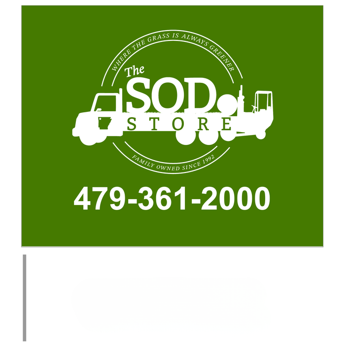 Custom Marking Flag - The Sod Store - 4x5x21 Inch - Green Flag - White Ink