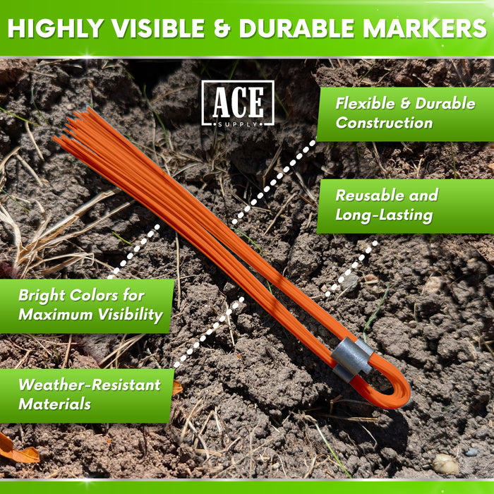 Orange Marking Whiskers 1000 Pack - Durable Marking Whisker Set - Use Survey Whiskers As Survey Stakes, Construction Markers, Or Trail Markers