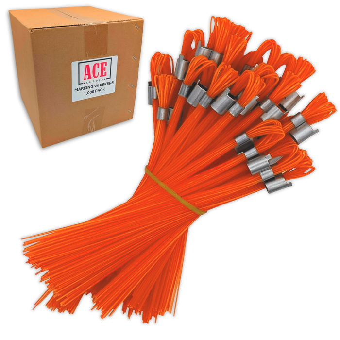 Orange Marking Whiskers 1000 Pack - Durable Marking Whisker Set - Use Survey Whiskers As Survey Stakes, Construction Markers, Or Trail Markers