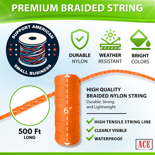 Premium Braided - Orange Mason Line String Line 500 Feet