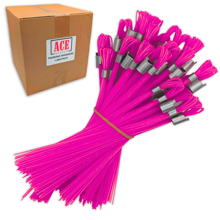 Pink Marking Whiskers 1000 Pack - Durable Marking Whisker Set - Use Survey Whiskers As Survey Stakes, Construction Markers, Or Trail Markers