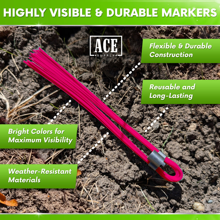 Pink Marking Whiskers 1000 Pack - Durable Marking Whisker Set - Use Survey Whiskers As Survey Stakes, Construction Markers, Or Trail Markers