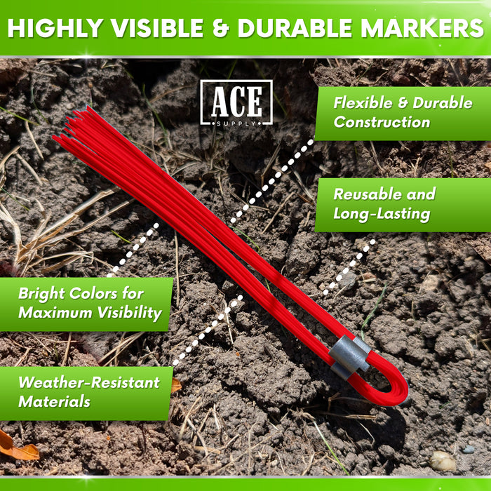 Red Marking Whiskers 1000 Pack - Durable Marking Whisker Set - Use Survey Whiskers As Survey Stakes, Construction Markers, Or Trail Markers