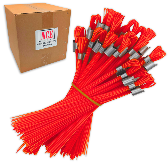 Red Marking Whiskers 1000 Pack - Durable Marking Whisker Set - Use Survey Whiskers As Survey Stakes, Construction Markers, Or Trail Markers