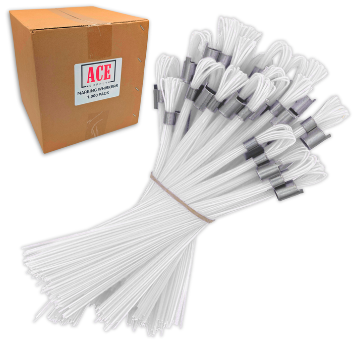 White Marking Whiskers 1000 Pack - Durable Marking Whisker Set - Use Survey Whiskers As Survey Stakes, Construction Markers, Or Trail Markers