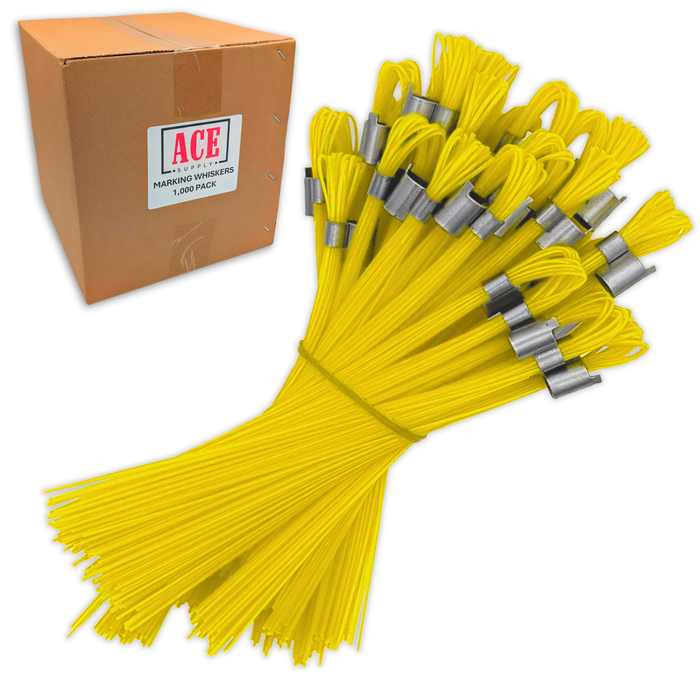 Yellow Marking Whiskers 1000 Pack - Durable Marking Whisker Set - Use Survey Whiskers As Survey Stakes, Construction Markers, Or Trail Markers