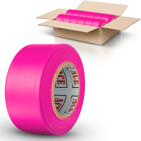 Pink Flagging Tape 12 Pack - Non-Adhesive - 1.5" Width, 150' Length, 2 Mil